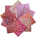 HANPATQUI 50PCS 12 x 12 inch Red Printed 100% Cotton Fat Quarters Fabric for Sewing and Quilting Bundles Precut Fabric Square for DIY Craft Patchwork