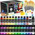 40 PCS Classic & Glow in the Dark Acrylic Paint Set with 12 Brushes, 2 Knives & Palette, 24 Colors Art Craft Paint for Beginners, Halloween Pumpkin Canvas Ceramic Rock Painting Kit