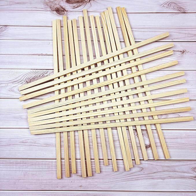 Square Wooden Dowels for Crafts 3/8" x 15", 25 PCS Square Wooden Sticks for Crafts, Wood Dowel Rods, Unfinished Pine Hard Wood Sticks for Crafting, Woodworking, Models Making, Dollhouses Miniatures