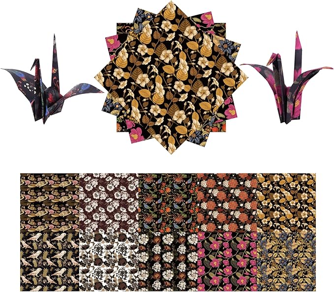Origami Paper Kit 50 Sheets 6 Inch Square Double Sided Color 10 Vivid Colors for Hand Crafts Origami Paper Arts Creativity. Retro Style