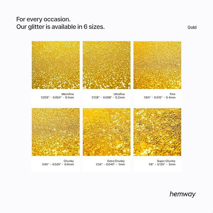 Hemway Polyurethane & Epoxy Glitter Metallic Crystal Flake Additive for Flooring, Jewellery Making, Tumblers and Resin 100g / 3.5oz - Ultrafine (1/128" 0.008" 0.2mm) - Gold