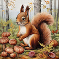51buyoutgo 11CT Stamped Cross Stitch Kits for Adults - 14x14 in Beginner Embroidery Kit with Funny Easy Washable Animal Squirrel Pattern, Pre Printed Fabric, Fit for DIY Home Decor & Mom Gifts