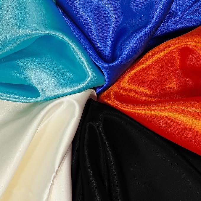 RUDONG M Black Satin Fabric by The Yard, 1 Yard x 60 Inch Wide Silky Charmeuse Satin Fabric, Soft Satin Fabric for Wedding Decorations, Bridal Dress, Sewing, Accessories, DIY Crafts