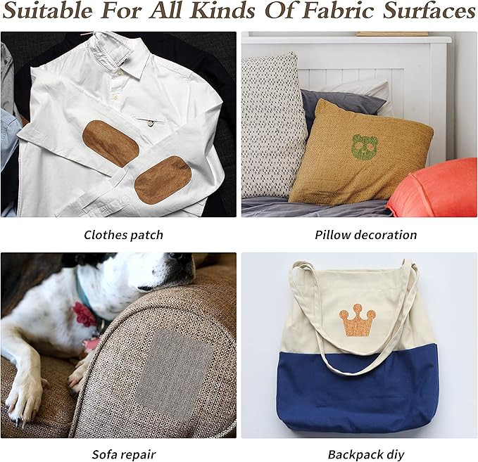 KING MOUNTAIN Linen Fabric Iron-on Repair Patch, Inside&Outside Fabric Repair Patch, 3"x60" with Backing Glue Linen Repair Decorative Patch kit (Cream-Gray)