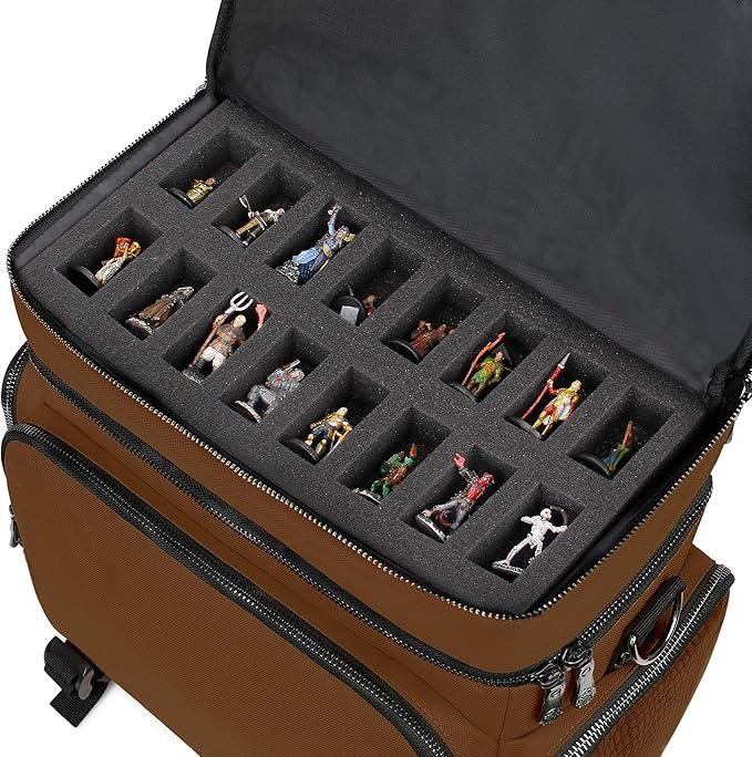 ENHANCE Travel Bag for DND Collector's Edition, Bag Compatible with Dungeons and Dragons, Combat Mat Holder, Dice Pockets and Accessories, Carry 4-8 Books (Brown Dragon)