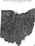 Muir Way Hydrological River Map of Ohio - Watershed Topographic Wall Art for Home, Office, or Travel Decor - Unframed Flat Paper Print, 18x24