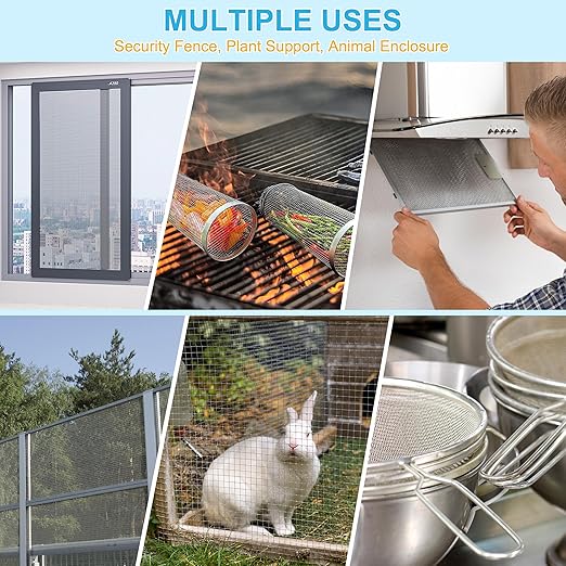 16 Pcs 13x9 (33cmx23cm) 40 Mesh 304 Stainless Steel Wire Mesh Sheet, Rustproof Metal Mesh Sheet Screen for DIY Crafts, Vent Covers, Garden Fencing, Window Protection & Industrial Filters