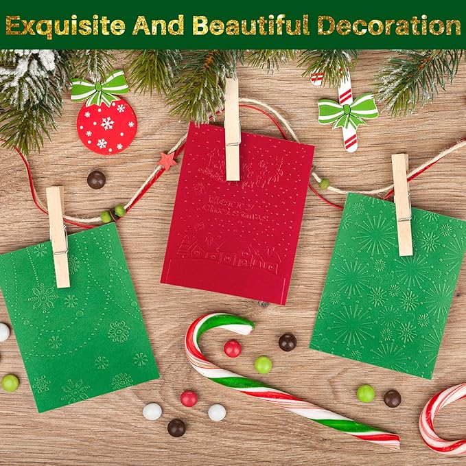 10 Pieces Christmas Embossing Folders Snowflake Deer Leaves Stencil Template DIY Craft Background Embossing Folders for Card Making Photo Album Scrapbooking Decoration