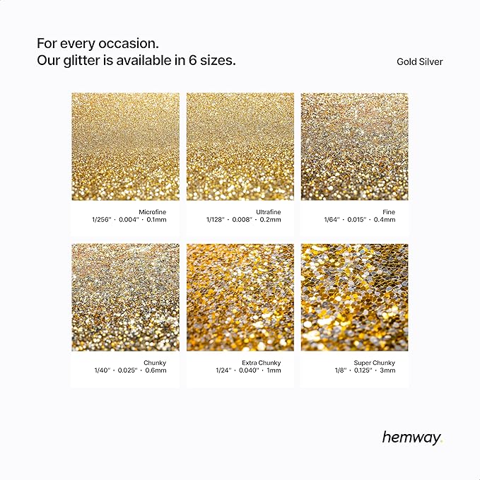 Hemway Glitter for Resin 100g Gold Silver Metallic Crystals for Epoxy Craft Super Chunky Flakes Tumblers Wax Melt
