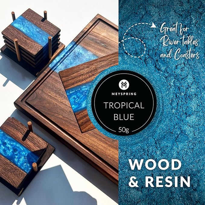 MEYSPRING Tropical Blue Epoxy Resin Color Pigment - 50 Grams - Great for Resin Art, Epoxy Resin, and UV Resin- Mica Powder for Epoxy Resin
