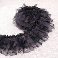 Black Elastic Trim Ruffle Lace Trim for Bridal Wedding Decoration Sewing and Crafts (AIETSYEI)