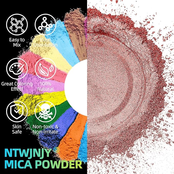 Red Mica Powder for Epoxy Resin，Natural Shimmer Mica Powder Used for Coloring car Spray Paint, Candles, soap, Eye Shadow, Lip Gloss, Nail Polish(50g/1.7oz)