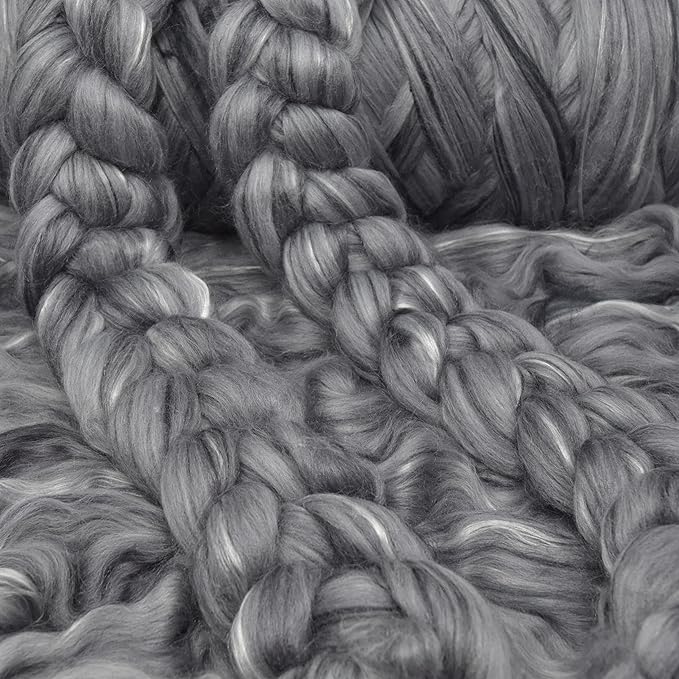 Merino Silk Luxe Tonal Designer Blend. Superfine Merino, Mulberry Silk, Tussah Silk. Top Roving for Spinning or Felting. Stardust 1oz