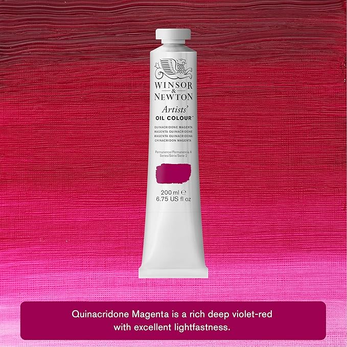 Winsor & Newton Artists' Oil Color, 200ml (6.75 oz) Tube, Quinacridone Magenta