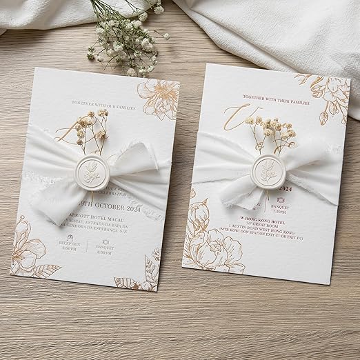 PONATIA Ivory Wax Seal Stickers - Wedding Envelope Seal Stickers, 50 Pcs Self- Adhesive Wax Seals, Perfect for Invitation Cards, Christmas Cards, Gift Wrapping, Party Menu Decor