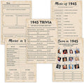 80th Birthday Party Games, Set of 5 Activities for 10 Guests, Born in 1945 Games Bundle, Birthday Party Supplies for Adults, Pack of 50 Cards