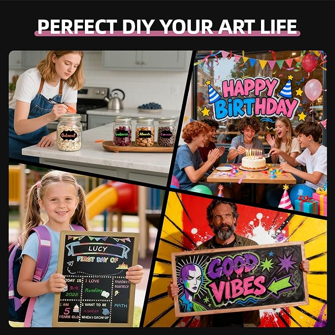 WUO Window Chalk Markers,12 Colors Car Markers,15mm 3-In-1 Jumbo Wide Nib, Dust-Free & Non-Toxic - Erasable Blackboards Marker For Rock Painting, Poster, Stone, Ceramic, Glass