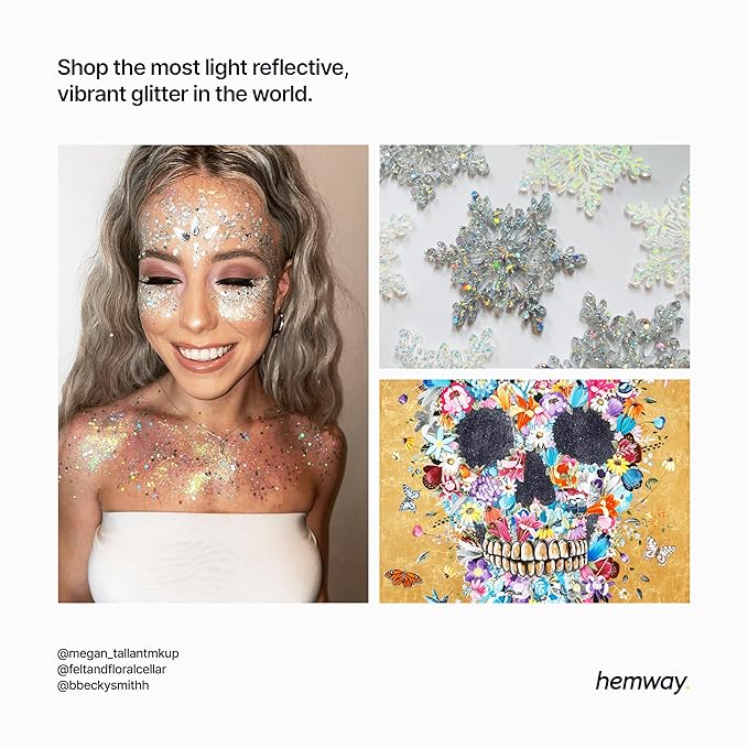 Hemway Polyurethane & Epoxy Resin Glitter 100g / 3.5oz Metallic Crystal Flake Additive for Flooring Jewelry Tumblers Glass Pigment - Fine (1/64" 0.015" 0.4mm) - Gun Metal Grey Holographic