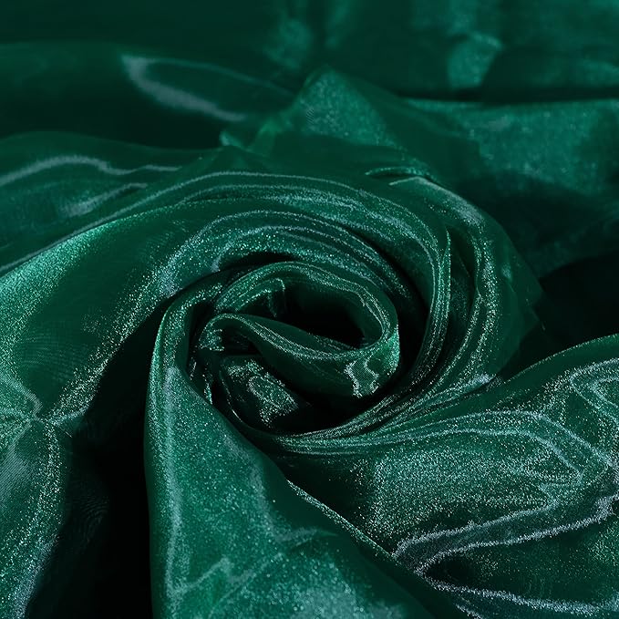 Fynite Sheer Organza Fabric | 5 Yards Long | 44" Wide | Bridal Solid Sheer Organza Bolt for Wedding Dress Fashion Craft Decorations - Hunter Green