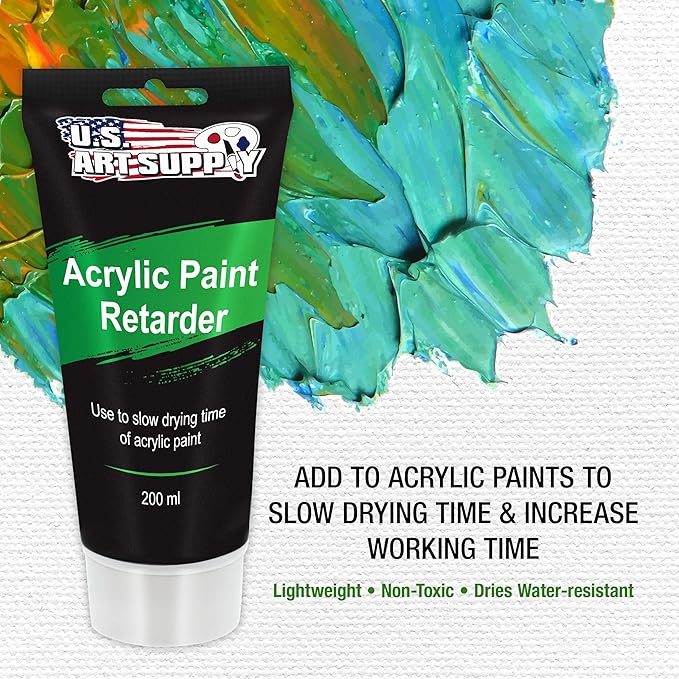 U.S. Art Supply Acrylic Paint Retarder Medium, 200ml Tube (6.7 Ounces) - Acrylic Retarder Provides Longer Painting Time
