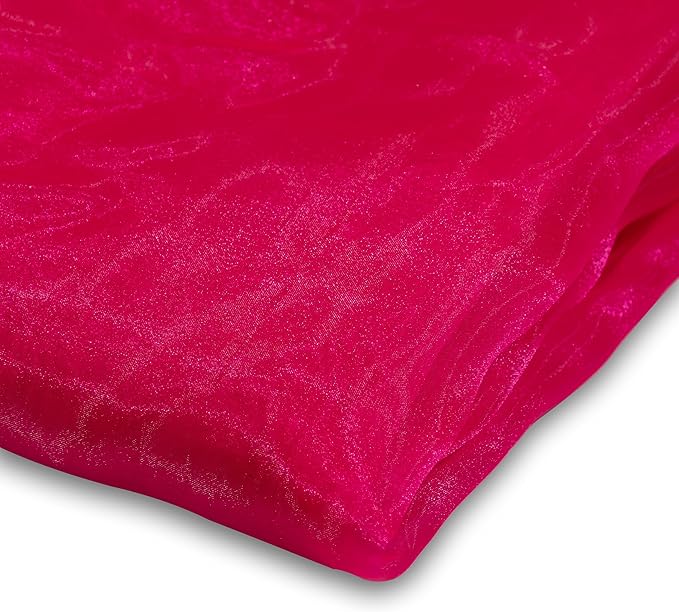 Fynite Sheer Organza Fabric - 1 Yard Long, 44" Wide - Bridal Solid Sheer Organza Bolt for Wedding Dress Fashion Craft Decorations - Silky Shiny - Hot Pink