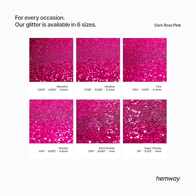 Hemway Polyurethane & Epoxy Resin Glitter 100g / 3.5oz Metallic Crystal Flake Additive for Flooring Jewelry Tumblers Glass Pigment - Microfine (1/256" 0.004" 0.1mm) - Dark Rose Pink