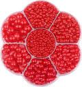 YAKA 3000 PCS 1 Box 7Sizes 2.5/3/4/5/6/8/10mm Flat Back Half Round Pearl Cabochon Bead Loose Beads Gem for Nail Craft Scrapbook DIY Decoration (Red)