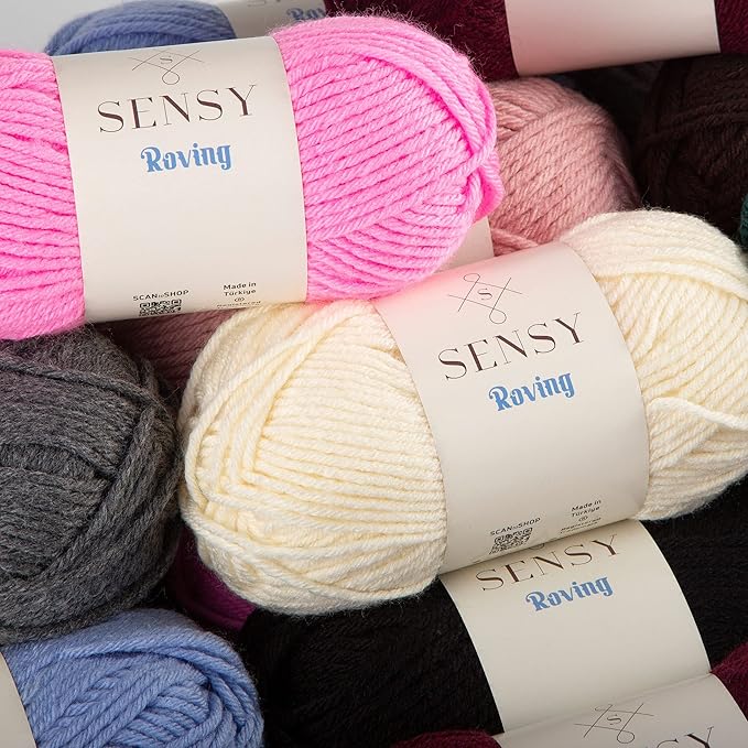 10 Skeins of Sensy Roving Yarn, 3.5 oz, 132 Yards, Gauge 5 Bulky (Baby Blue)
