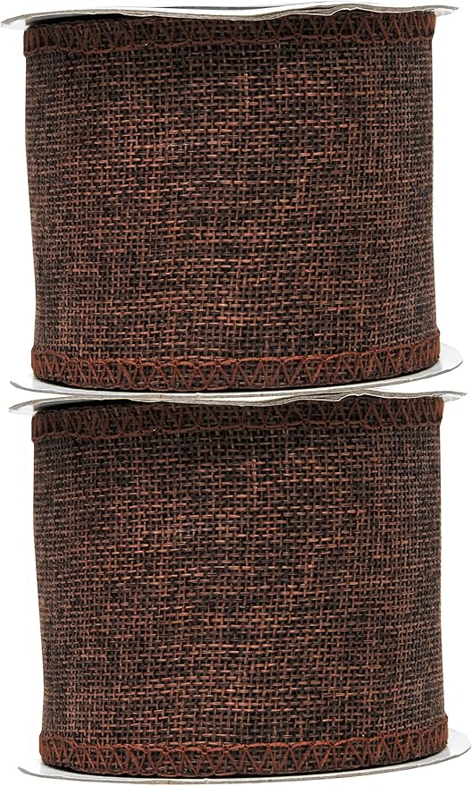 Mandala Crafts Brown Burlap Ribbon 3 Inches Wide Jute Ribbons for Crafts - 20 Yds Roll Rustic Burlap Wrap Trim Ribbons for Wreaths Bows Wedding Party Decoration