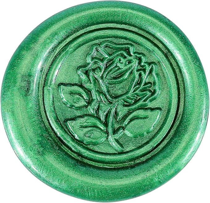 Metallic Green Sealing Wax Sticks, Yoption 5 Pcs Totem Fire Manuscript Wax Seal Sticks with Wicks for Wax Seal Stamp (Metallic Green)