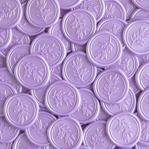 PONATIA Lilac Wax Seal Stickers - 50 Pcs Self- Adhesive Eucalyptus Wedding Seal Stickers, Perfect for Invitation Cards, Envelopes, Christmas Cards, Gift Wrapping, Party Menu Décor