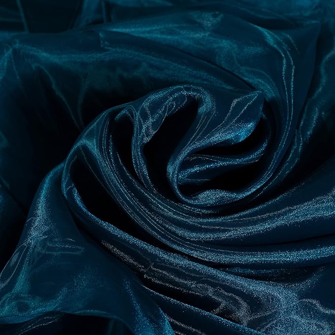 Fynite Sheer Organza Fabric | 5 Yards Long | 44" Wide | Bridal Solid Teal Sheer Organza Bolt for Wedding Dress Fashion Craft Decorations