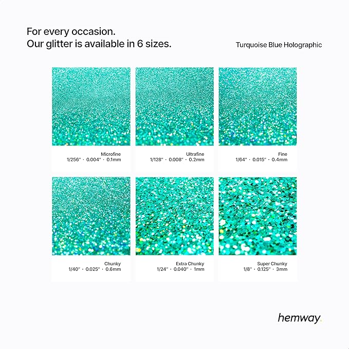 Hemway Polyurethane & Epoxy Glitter Metallic Crystal Flake Additive for Flooring, Jewellery Making, Tumblers and Resin 100g / 3.5oz - Ultrafine (1/128" 0.008" 0.2mm) - Turquoise Blue Holographic