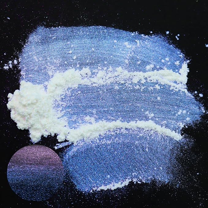 Matio Chameleon Mica Powder, 1.06oz/ 30g Galaxy White Chrome Powder, Pearlescent Effect Color Shift Pigment for Resin Craft, Soap Candle Dye, Nail Art, Makeup, Bath Bomb, Paint, Slime Pigment