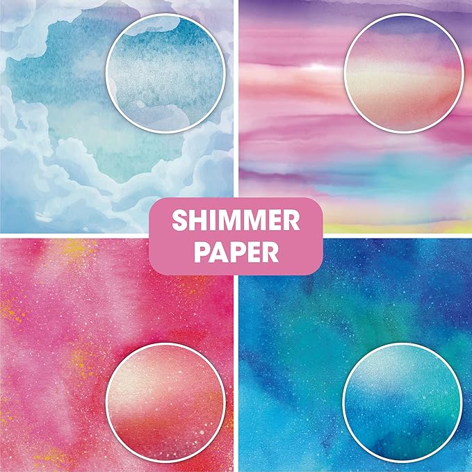 48 sheets 6 X 6 Scrapbooking Cardstock Decorative Paper Pack - Shimmer Watercolor - for Card Making Journaling Planner Origami Scrapbook Paper Scrapbook Materials Supplies