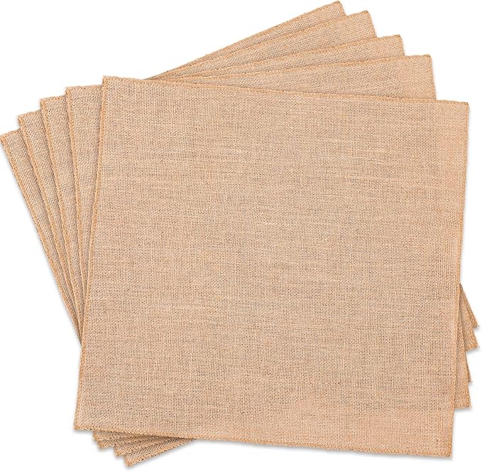 Preboun 5 Pcs Burlap Squares Multipurpose Natural Burlap Placemats Bulk for Farmhouse Home Party Wedding Table Cover Centerpieces Craft Supplies(20 Inch)