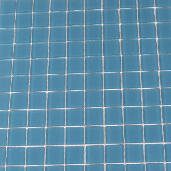 1"x1" Sky Blue Matte Finished Glass Mosaic Tile (Sample Swatch- 5"x4")