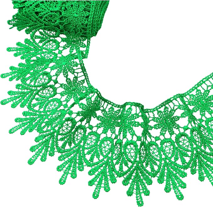 GXTIZAS Lace Trim 5 Yards Wide Venise Lace Ribbon Embroidered Edge Trim for Sewing Crafts Pillow Case(Christmas Green)
