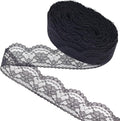 Black Lace Trim Sewing Lace Ribbon for Crafts Bridal Wedding Decoration, Bouquet and Gift Packaging (1.5Inch, 22Yards)