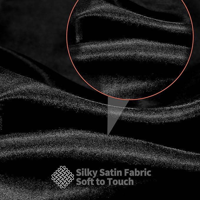 RUDONG M Black Satin Fabric by The Yard, 3 Yard x 60 Inch Wide Silky Charmeuse Satin Fabric, Soft Satin Fabric for Wedding Decorations, Bridal Dress, Sewing, Accessories, DIY Crafts
