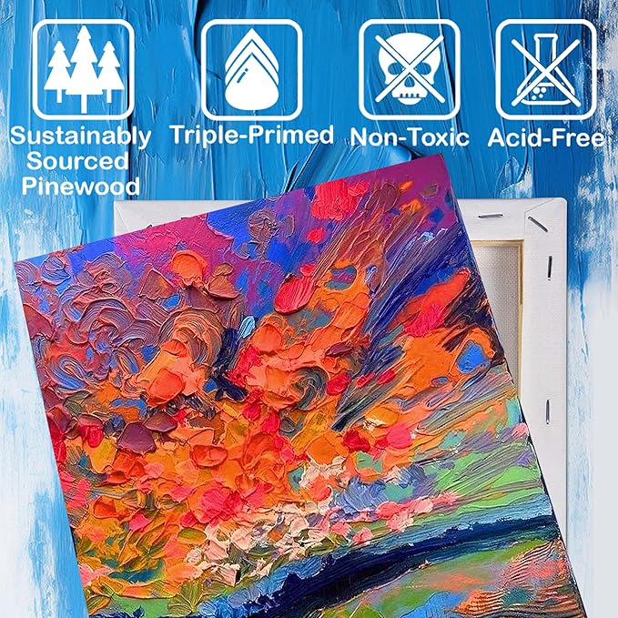 Professional Stretched Canvas for Painting with 8x10 inch, 5x7 inch (10 of Each), 20 Packs Blank Canvases Art Supplies for Acrylic, Oil, Pouring,100% Cotton, Primed, 5/8 Inch Profile