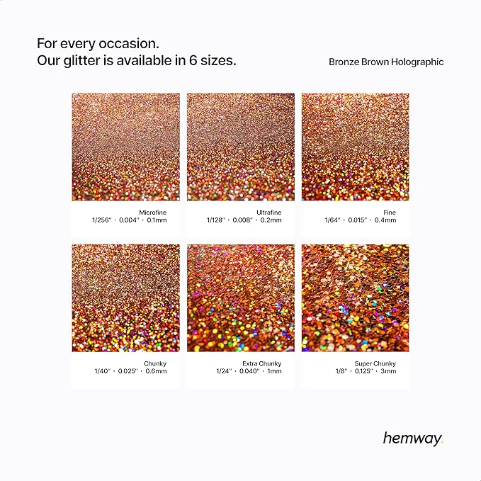 Hemway Glitter for Resin 100g Bronze Brown Holographic Metallic Crystals for Epoxy Craft Super Chunky Flakes Tumblers Wax Melt