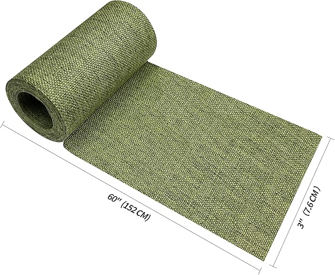 King Mountain Premium Linen Fabric Iron-on Repair Patch Kit, 3"x60" with Backing Glue, Decorative Patch for Inside & Outside Fabric Repair (Linen, Grass Green)