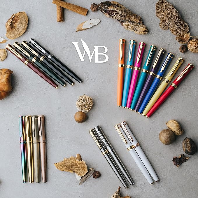 Wordsworth & Black Fountain Pen Set, 18K Gilded Fine Nib, Includes 24 Pack Ink Cartridges, Ink Refill Converter & Gift Box, Gold Finish, Calligraphy, [Racing Green], Perfect for Men & Women