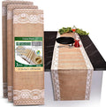 Burlap Lace Table Runner (Pack of 3) – 12”x 108” - No-Fray Finished Edge Natural Table Runner – No Odor, Eco-Friendly Burlap Runner - Perfect for Christmas, Wedding, Thanksgiving