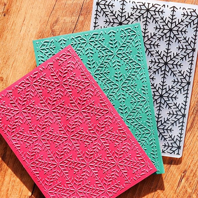 Arbuya Snowflakes Background Plastic Embossing Folders for Card Making Christmas Impression Embossing Folder for Scrapbooking Paper Crafting Home Decoration