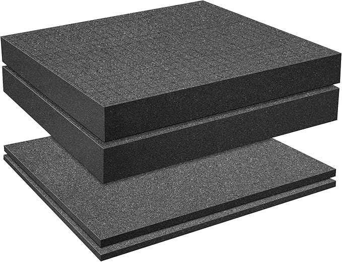 DECOHS 4 PCS Pick Apart Foam Insert- 2 Size Pick and Pluck Foam- Pluck Pre Cube Sheet Foam with Bottom Use for Board Game Box Cases Storage Drawer (Length 16 Inch)