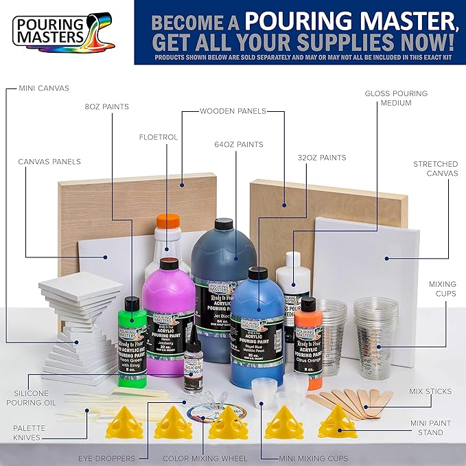 Pouring Masters Rose Pink Metallic Pearl Ready to Pour Acrylic Pouring Paint - Premium 8-Ounce Pre-Mixed Fluid Acrylic Paint - Fluid Art Supplies for Canvas, Wood, Paper, Tile & Rocks