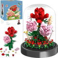 Flower Bouquet Building Kit, 524 Pcs Mini Bricks Building Blocks Sets, Forever Rose Decorated Flower with Dust Cover, Valentine's Day Gifts for Her Mom Women (Rose Flower)