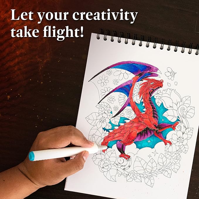 ColorIt Colorful Dragons Adult Coloring Book for Women, Volume II - 50 Single-Sided Designs, Thick Smooth Paper, Lay Flat Hardback Covers, Spiral Bound, Dragon Coloring Pages